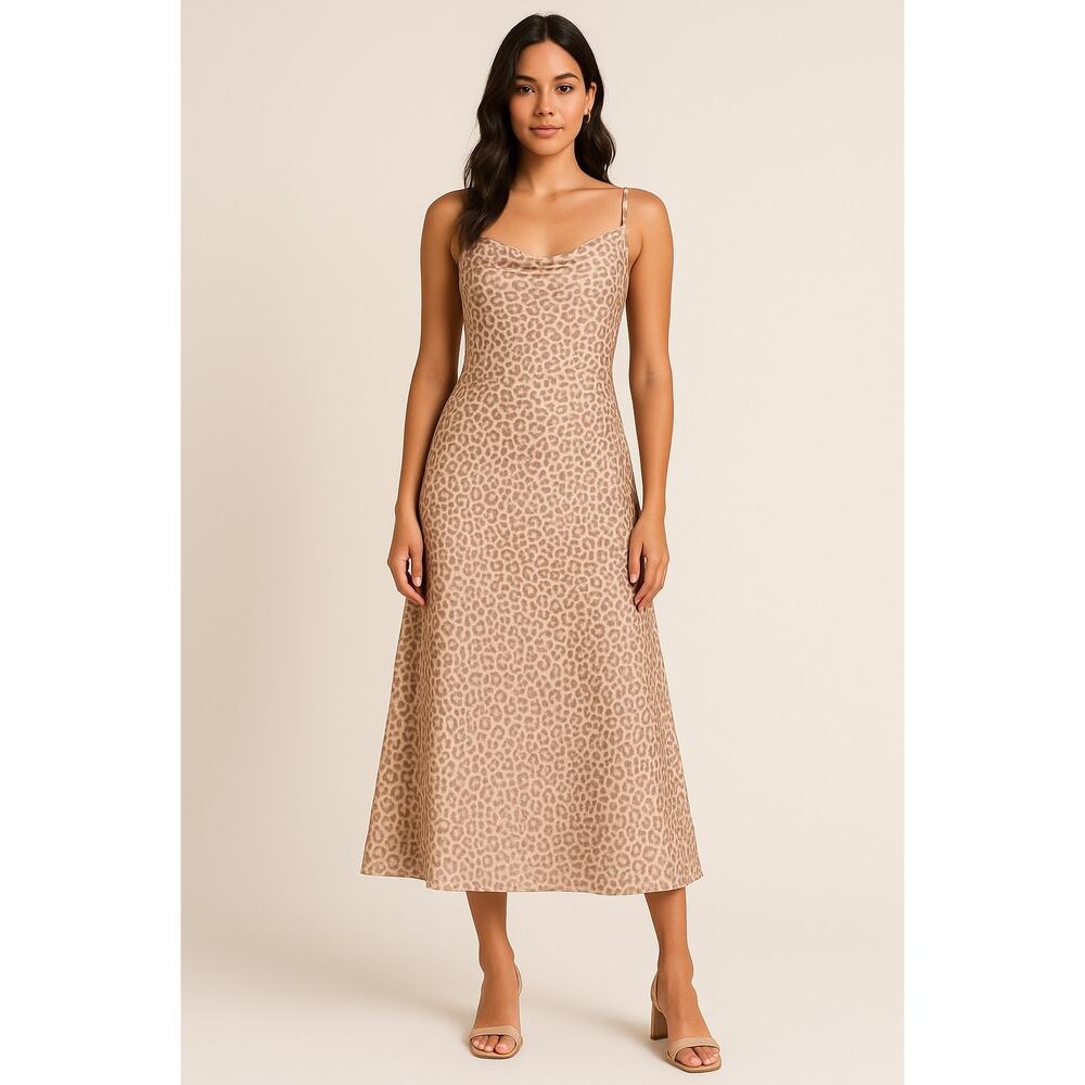 Leopard Print Long Slip Dress – Elegant Boho Style Maxi Dress